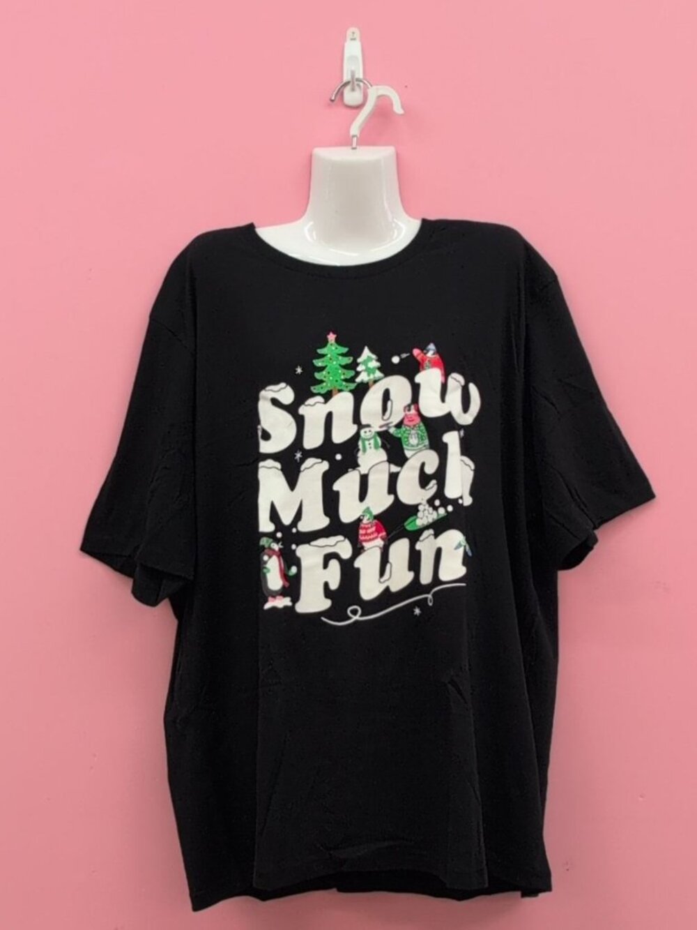 Old Navy Holiday Graphic Crew Neck Short Sleeves Women's T Shirt XXL Black